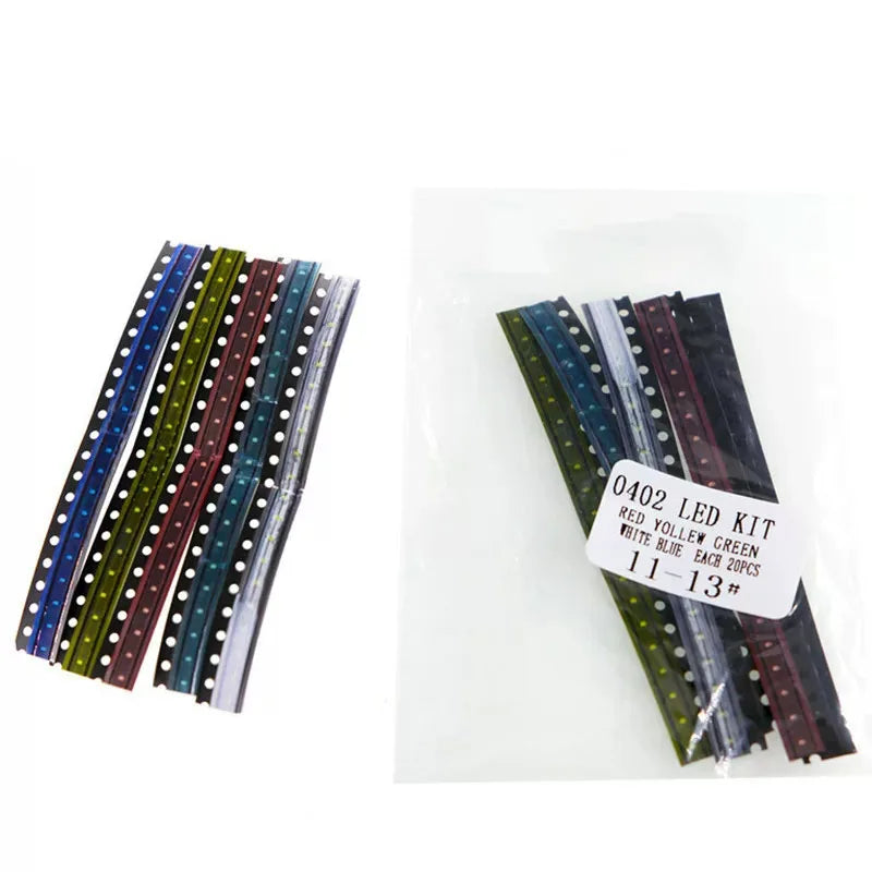 100PCS 0402 SMD LED Component Pack Red Yellow Green Blue White, 20 Pieces Each Of 5 Colors