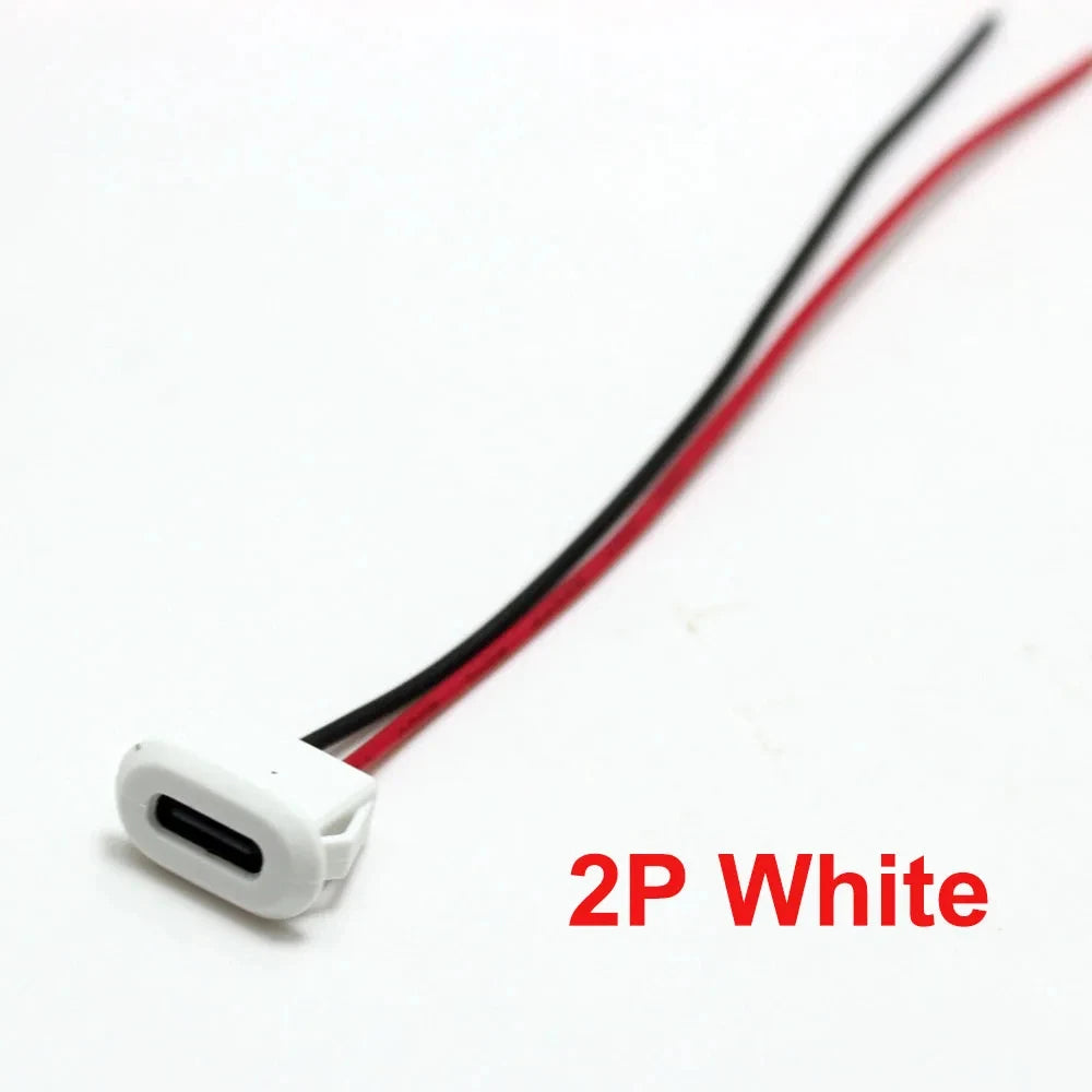 2 4 6 Pin USB-C Type Waterproof USB Connector Direct Compression Female Base Female Socket Charging Interface With Welding Wire