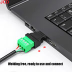 JCD USB 2.0 Connector Avoid Welding Plugs USB Type A Male Female to 4Pin 5pin Screw Terminal Socket Adapter Plug For Computer TV