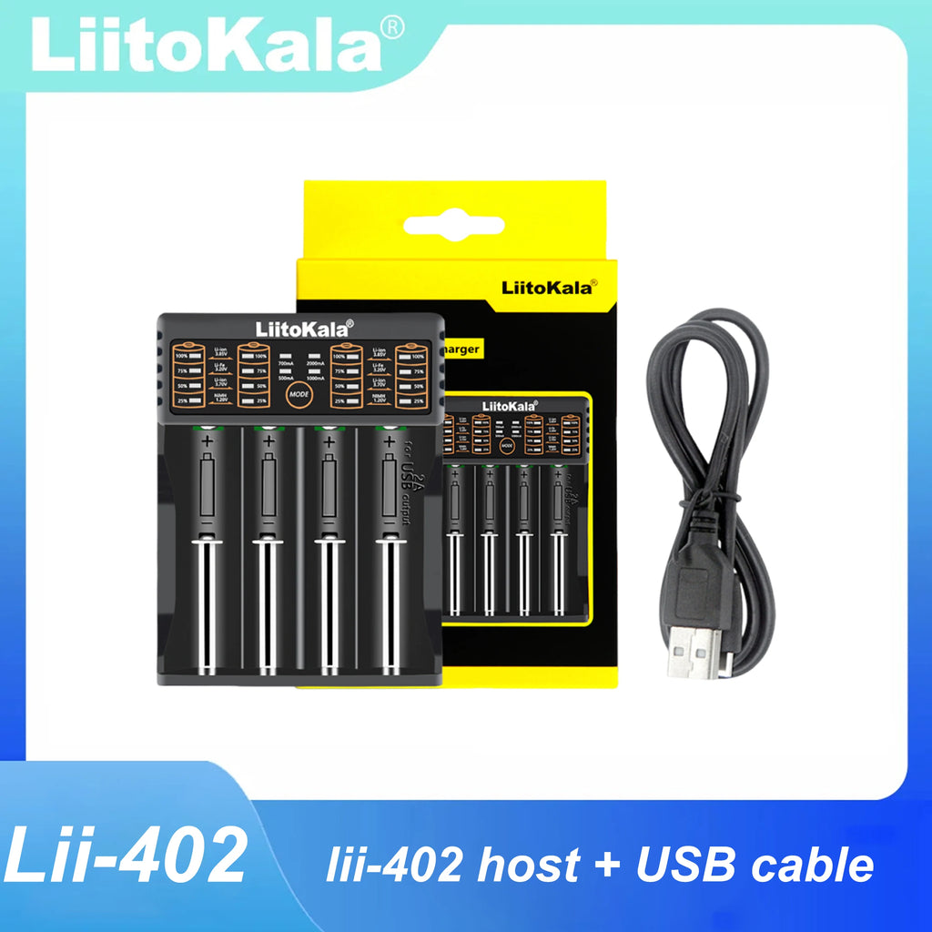 Liitokala Lii-402 Battery Charger for 18650 26650 16340 25500 14500 1.2V 3.7V 3.2V 3.85V AA/AAA NiMH Battery