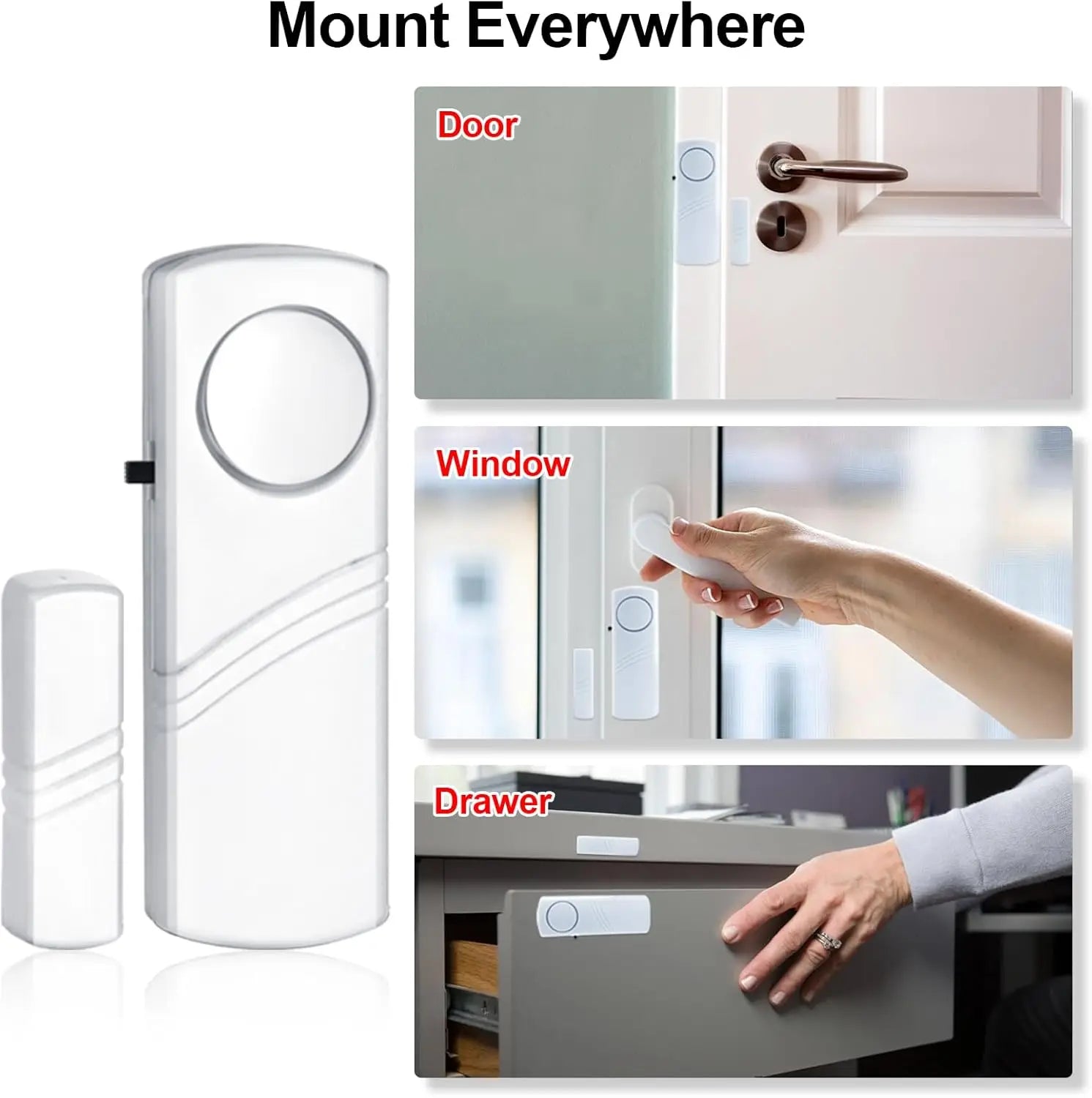 5pcs/10pcs Wireless Door Window Sensor Alarm 95db Anti-theft 433mhz Door Contact Detector Magnetic for Home Security Protection