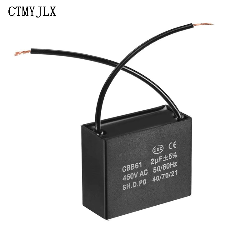 10pcs CBB61 Fan Starting Capacitor 450V 0.8/1/1.2/1.5/2/2.5/3/3.5/4/4.5/5/6/7/8/10/12/14/15/16/20/25UF For Range Hood 400V 500V
