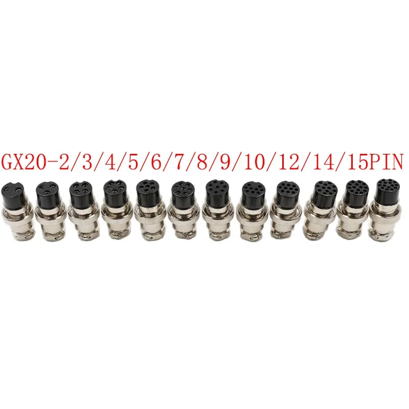 GX12/GX16/GX20 Female Connector 2/3/4/5/6/7/8/9/10/12/14/15Pin Wire Panel Connector Aviation Plug Circular Socket