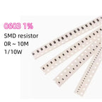 100pcs 1% 0603 SMD resistor 0R ~ 10M 1/10W 0.1 0.22 10 100 150 220 330 ohm 1K 2.2K 10K 100K 0.1R 1R 10R 100R 150R 220R 330R 1M