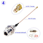 1PCS RG-178 N Female Panel 4 Holes to U.FL IPX-1 Female Connector RG178 Cable N to IPX RF Coaxial Extension Jumper 5CM-1M