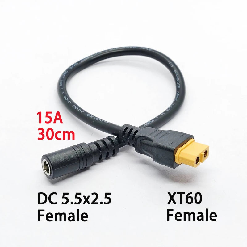 1PC High-quality XT60 Male/Female Connector To DC5.5x2.1/2.5mm Power Cord Adapter For Car Battery Charging Adapter Cord 30CM