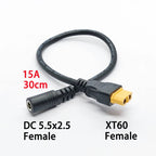 1PC High-quality XT60 Male/Female Connector To DC5.5x2.1/2.5mm Power Cord Adapter For Car Battery Charging Adapter Cord 30CM