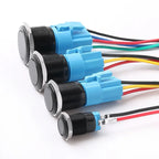12/16/19/22MM Metal Button Switch No Lights Oxidized Black Momentary Reset Latching With Connector 12V 24V 220V