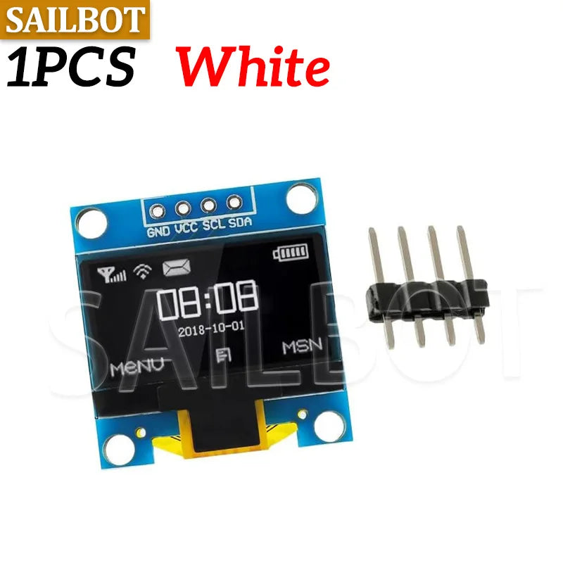 1-10PCS 0.96 Inch OLED Display Module I2C IIC SPI Serial 128X64 SSD1315 LCD 3.3-5V 4 Pin White/Blue/Yellow Blue for Arduino
