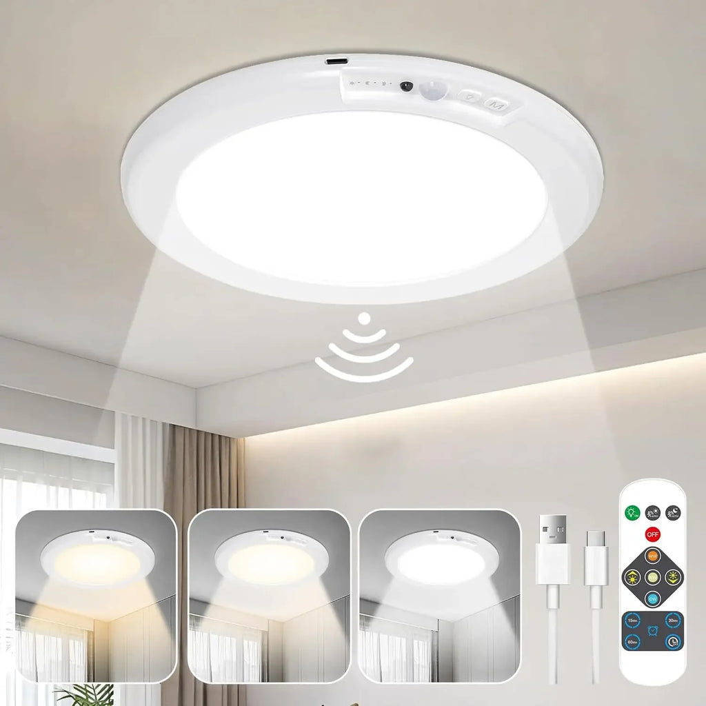 Magnetic Rechargeable Closet Light, Motion Sensor Wall Ceiling Lamp USB-C, Remote Control for Hallway Kitchen Stairs