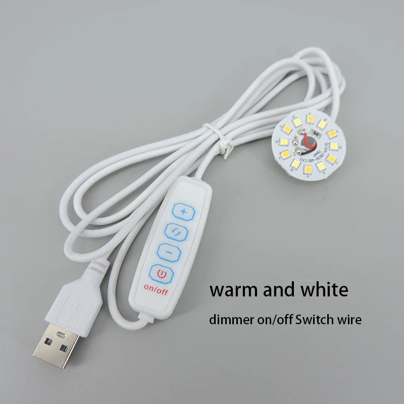 Warm White DC 5V 3W USB LED Lights 2835 Chip Single Color Reading Night Light Desk Book Tablet Lamp with Cable Dimmable