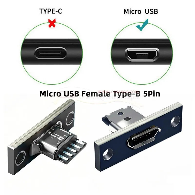 5pcs/set DIY OEM Micro-USB 5Pin Female Type-B Socket Connector Panel Mount Type with PC Board USB 2.0 Pinout