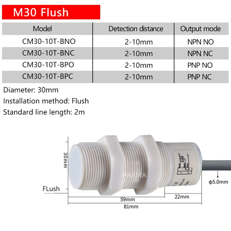 M30 Corrosion-Resistant Capacitive Proximity Switch, Non-Metallic Induction Switch Resistant to Strong Acids and Alkalis