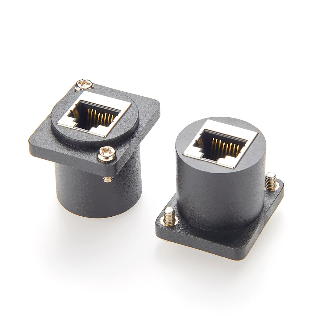 D-Type RJ45 Cat6 Ethernet Female to Female Coupler 1Gbps Flange Chassis Panel Mount Bulkhead Feedthrough LAN Network Extender