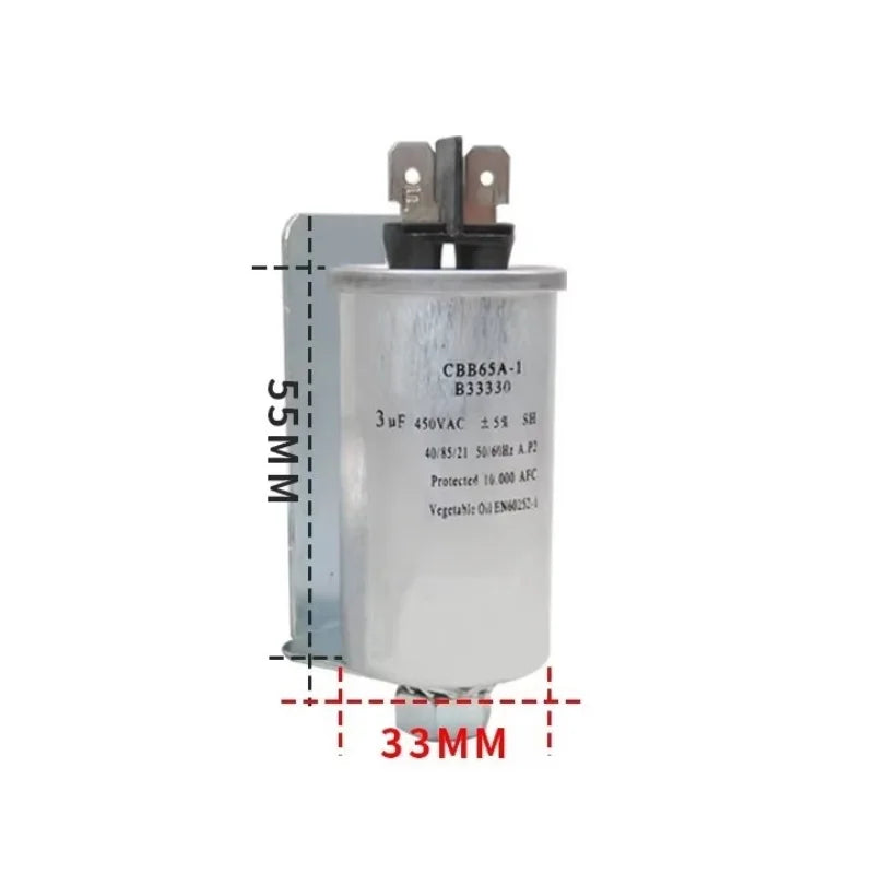 Washing Machine Capacitor 3UF 6UF 8UF 10UF 11UF 15UF CBB65A-1 Starting Capacitor Single Insert with Screw