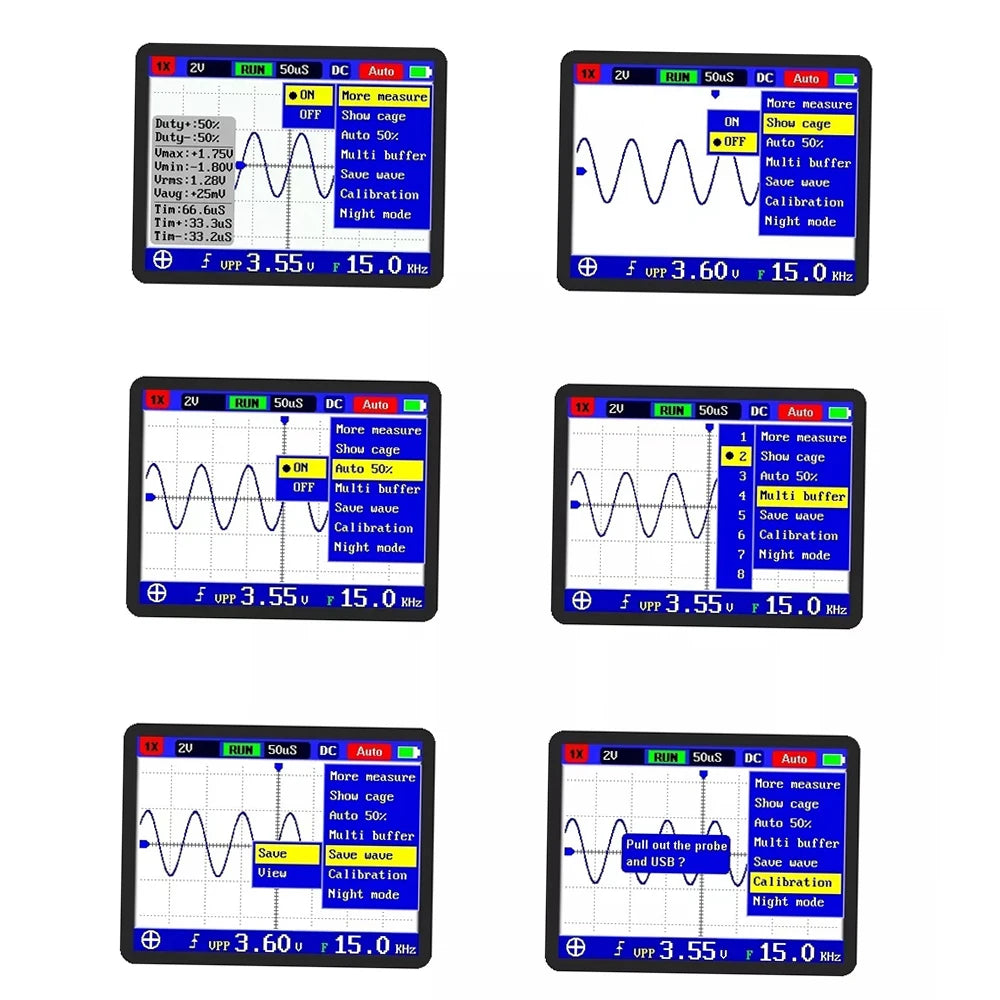 DSO PRO Handheld Digital Oscilloscope Portable Palm Size Oscillograph 5M Bandwidth 20MS/s Sampling Rate with P6100 BNC Probe