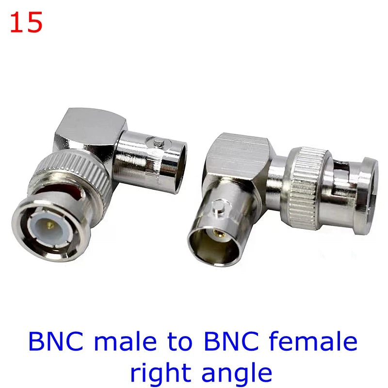 Q9 BNC Male Female Connector Tee Type 3Way Splitter BNC To BNC Male Female 90 Degree Right Angle Brass RF Coaxialc