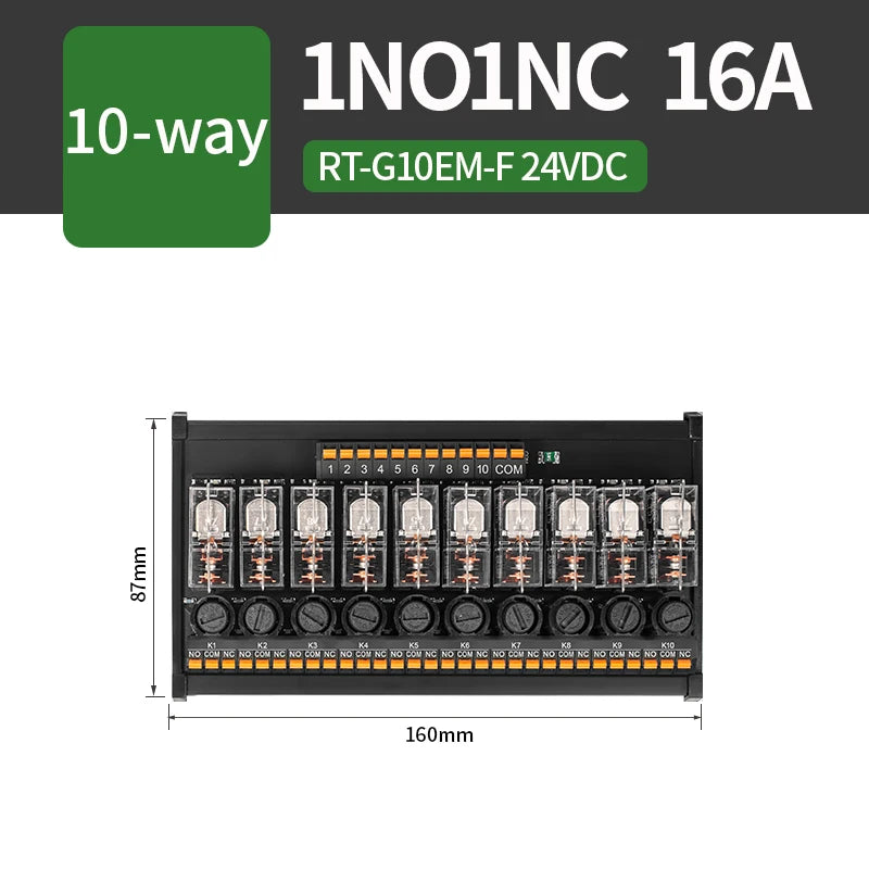 ENMG PNP/NPN Intermediate Relay Module G2R-1-E Control Module DC 24VDC One Open One Closed 16A 8/16 Way Screw Type Spring Inline
