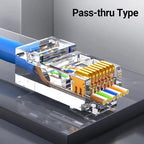 AMPCOM CAT6 CAT5E Pass Through RJ45 Modular Plug Network Connectors UTP 3/50μ Gold-Plated 8P8C Crimp End for Ethernet Cable
