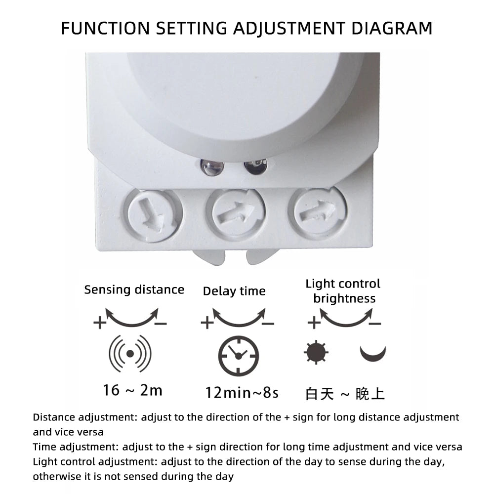 Diymore 5.8G Microwave Radar Sensor Switch AC85-250V Intelligent Energy Saving Control Microwave Radar Sensor Motion Detector