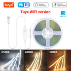 5V USB Tuya WiFi Tuya Zigbee 3.0 Warm White COB LED Strip Light Flexible Dimmable 8mm Width 320leds/m 4mm Width 480leds/m RA90