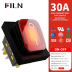 30A/250V Heavy Duty 4 Pin DPST IP67 Sealed Waterproof T85 Auto Boat Marine Toggle Rocker Switch with LED 12V 220V 30x22