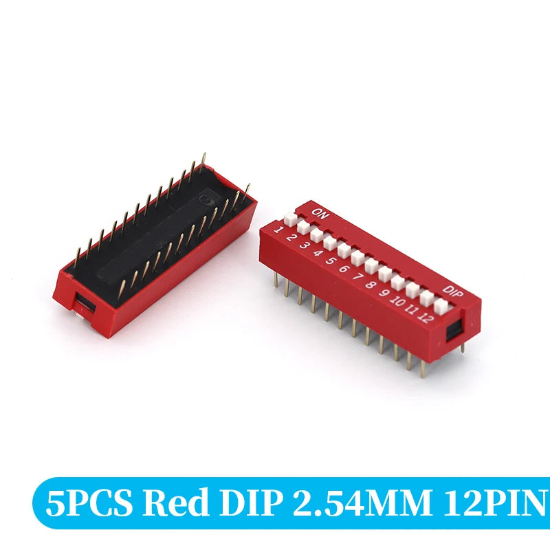 5PCS Slide Type Switch Module 1 2 3 4 5 6 7 8 10PIN /1.27/2.54mm Position Way DIP/SMD Pitch Toggle Switch Blue Snap Switch Dial
