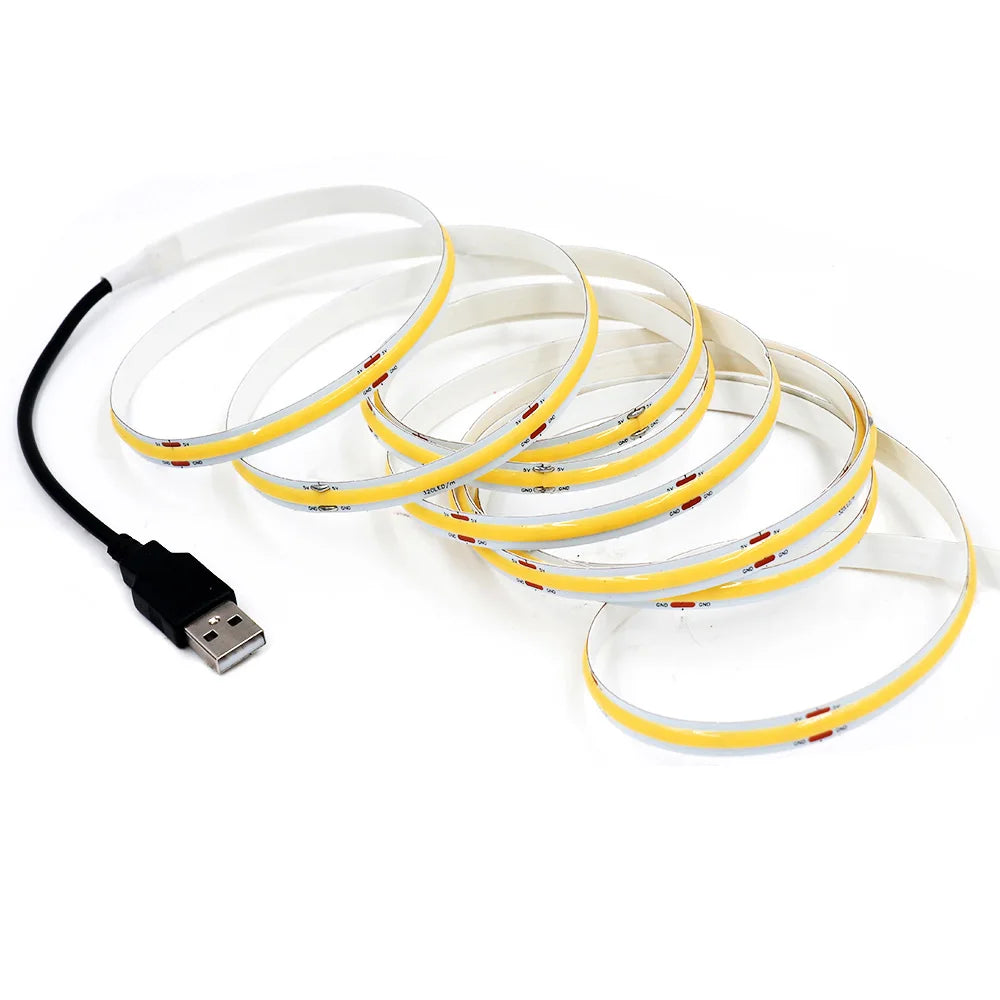 DC 5V USB COB Led Strip Light White/Red/Green/Pink/Ice Blue/Yellow 320 Leds Flexible Ribbon Night Lamp TV Backlights Home Decor