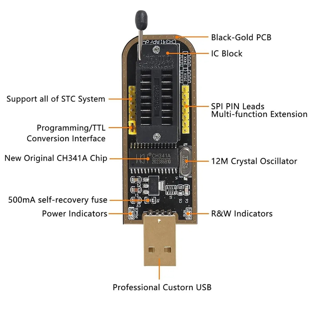 2-Sets CH341A USB Programmer Module Kit for 24 25 Series EEPROM Flash BIOS Chip`