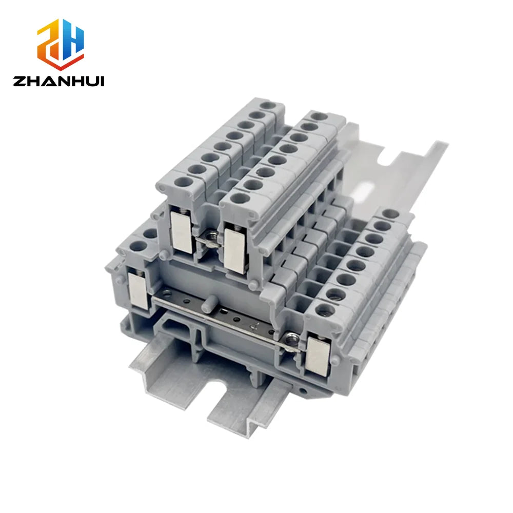 5Pcs MBKKB-2.5 Double Layer DIN Rail Terminal Block - 2.5mm² 12AWG Screw Connection Electrical Wire Conductor Terminal