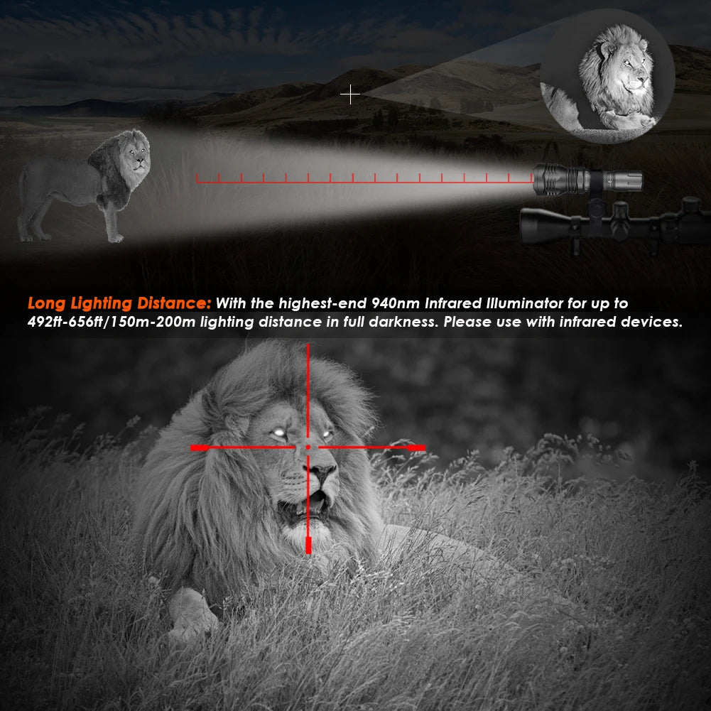 UniqueFire 802S IR850nm IR940nm LED Hunting Flashlight Zoomable Night Vision Torch for Coyote Hog Predator Varmint Hunting