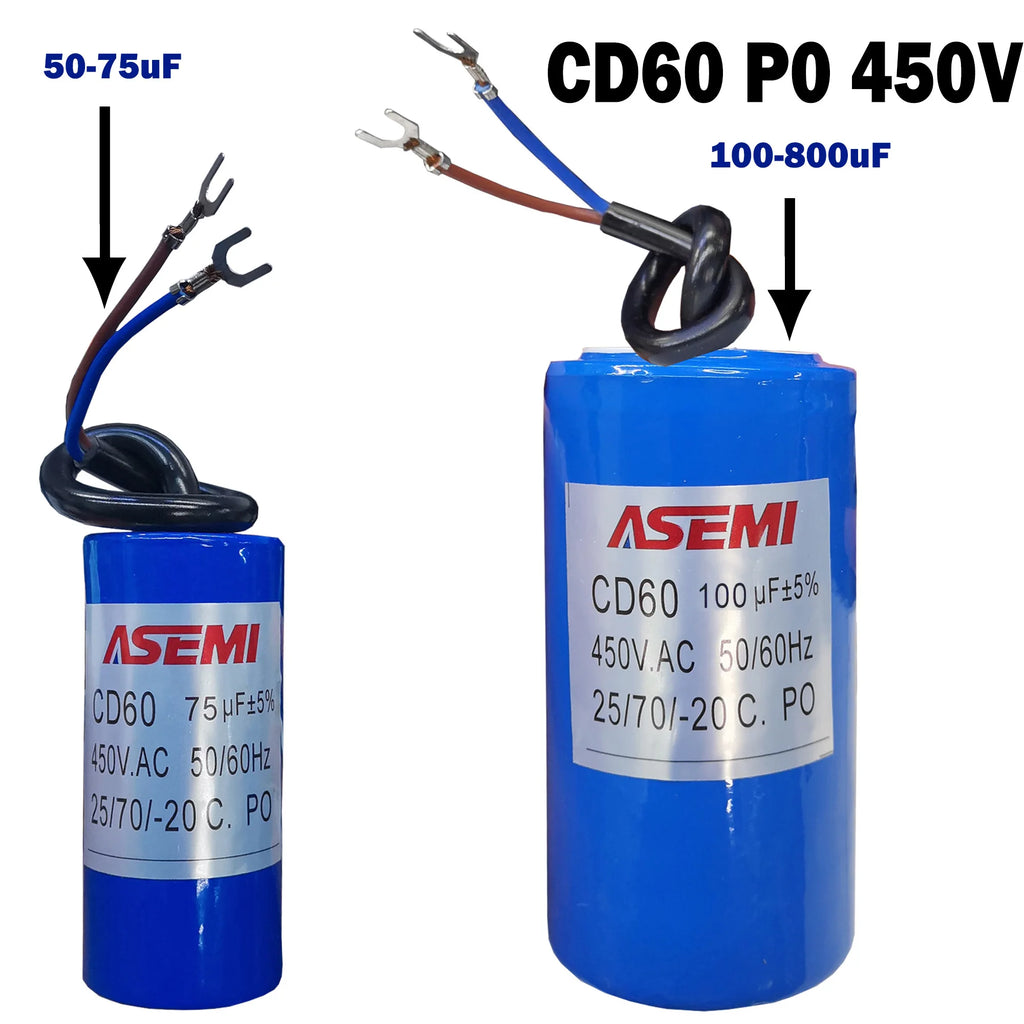 CD60 300uf 450vac P0 Startup Capacitor ASEMI 50uF 75uF 100uF 200uF 250uF 300uF 350uF 400uF 450uF 500uF 800uF