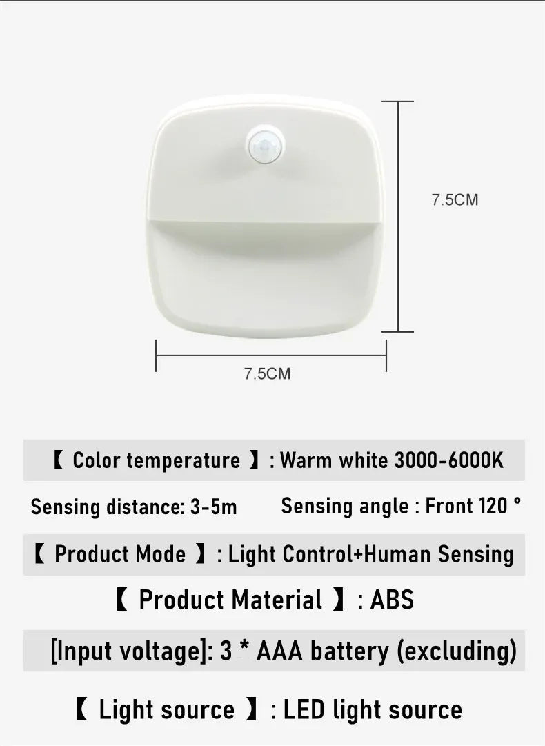 ZQQBYY LED Night Light Motion Sensor Wireless Lights AAA Battery Powered Bedroom Wall Staircase Closet Aisle Body Induction Lamp