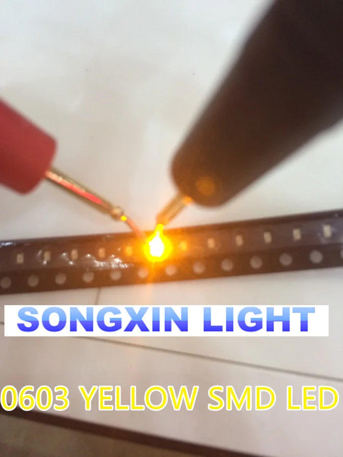 1000PCS 0603 Yellow SMD led Super Bright 120mcd 2.0~2.4V 580-590nm SMD 0603 led yellow 0603 diodes 1.6*0.8*0.6mm light lamp