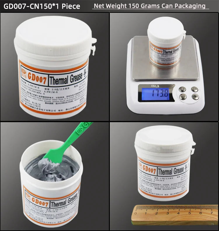 GD900 GD007 GD-3 Thermal Conductive Grease Net Weight 150 Grams Gray Paste Plaster Heat Sink Compound for Computer CPU GPU CN150