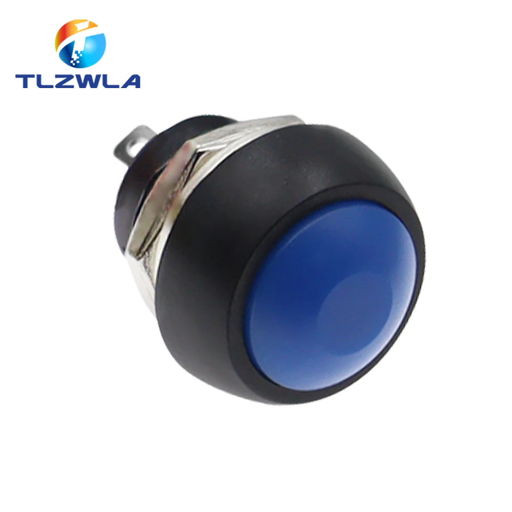 1PCS DIY Mini 12mm Momentary Waterproof Push Button Switch Horn Blue White Green Red Yellow Black 1A 250V Self-reset