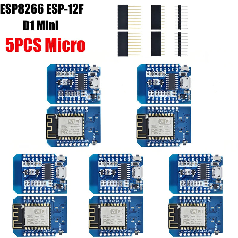 1-10pcs ESP8266 D1 Mini WIFI Development Board ESP-12F Wemos D1 Mini Nodemcu Lua Iot Board 3.3V Met Pins TYPE-C/Micro USB XZG