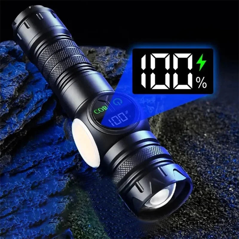 Magnetic USB Rechargeable LED Tactical Flashlight With COB Side Light Camping Fishing Torch
