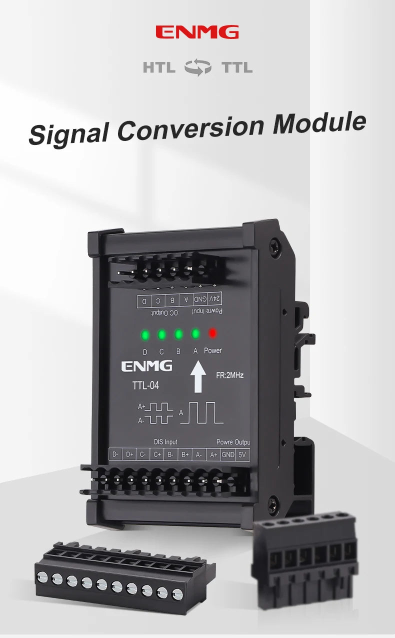 ENMG Differential Signal Converter TTL to HTL Differential to Open Collector Single-Ended Pulse NPN PNP Compatible 5V to 24VDC.