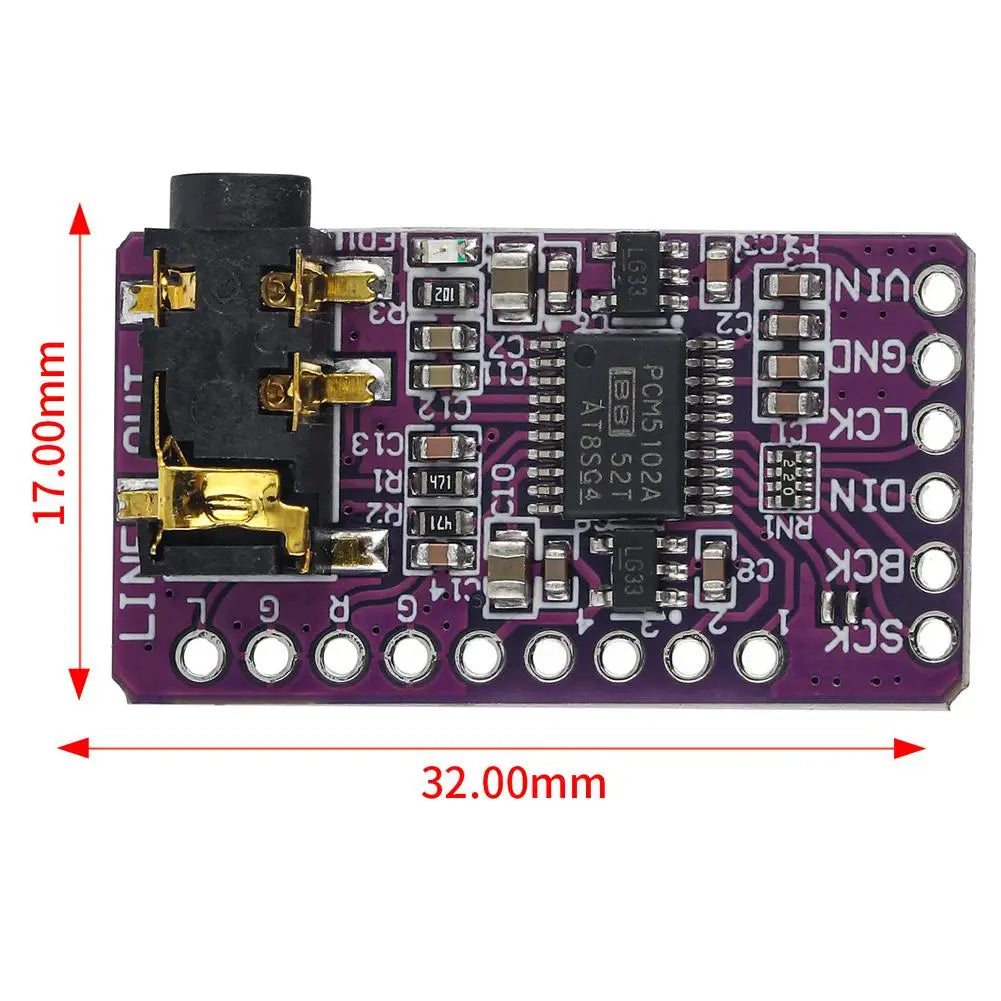PCM5102 Digital Audio Stereo Digital-to-Analog Converter DAC Decoder Board Module, Decoder I2S IIS