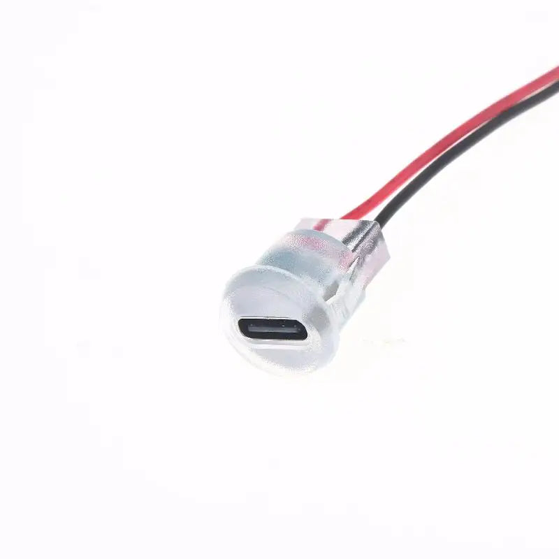 5/10Pcs Transparent 2Pin Waterproof USB-C Female Charging Socket With LED Light Type-C Power Input Connector