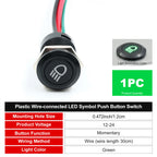 12mm Plastic Push Button Switch IP65 Waterproof 12V 24V Pre-Wired Symbol LED Dash Indicator Switch for Car Marine Boat RV Truck