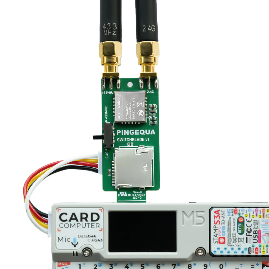PINGEQUA M5Stack Cardputer RF 3-in-1 Board, NRF24L01+ PA/LNA & CC1101 Sub-GHz Transceiver with MicroSD Slot - Plug & Play