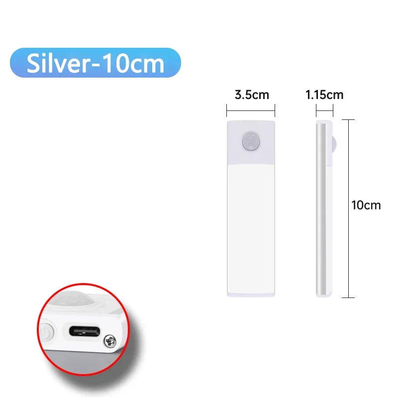 1Pc Cabinet Light USB Rechargeable Motion Sensor Ultra-thin Night Light For Home Corridor Stairs Kitchen Bedroom Wardrobe Indoo