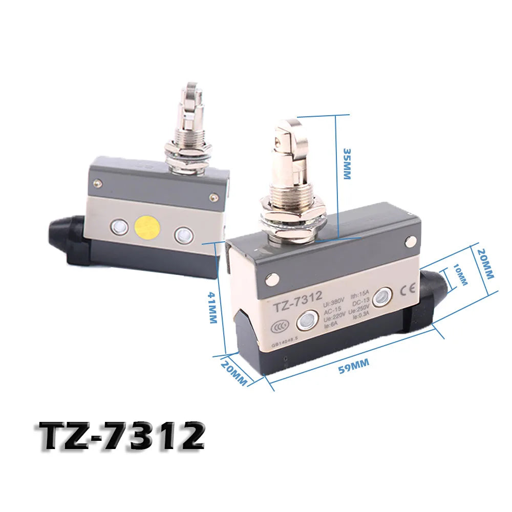 15A 250VAC TZ-7110 TZ-7141 TZ-7311 TZ-7312  Waterproof Micro Switch Travel Limit Switch Straight 90 degree Roller Lever