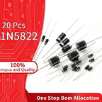 20 Pcs 1N5822 40V 3A DO-201 Schottky Barrier Rectifier Low Forward Voltage Drop For Switching Power Supply Circuit Diodes