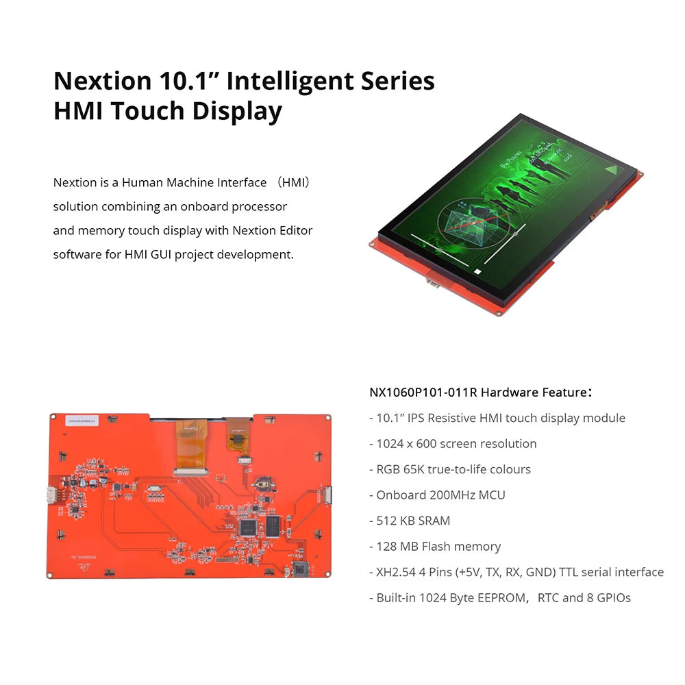 NEXTION 10.1'' Intelligent NX1060P101-011C/R-I Multifunction HMI Resistive/Capacitive LCD Touch Display Module Without Enclosure