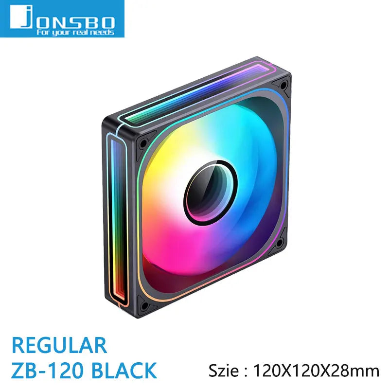 Jonsbo ZB-120/240/360 ARGB Computer case fan,4 sides Infinity Mirror lighting effect/28MM thickness integrated cooling fan
