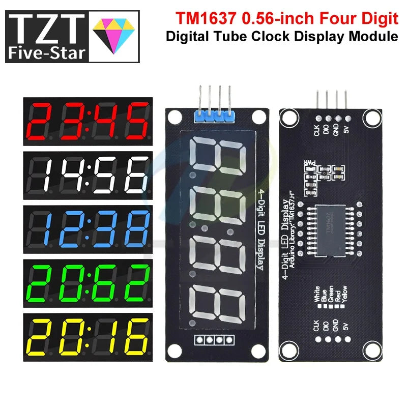 TM1637 LED Display Module for Arduino 4 Digit Tube 7 Segment 0.56 inch Time Clock Indicator Module Red Blue Green Yellow White