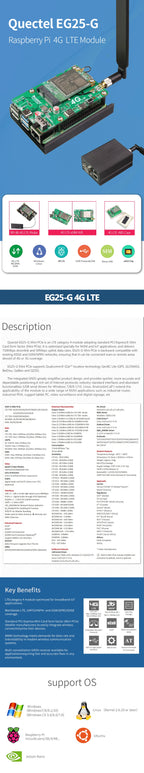 Quectel EG25-G Global BAND 4G LTE WCDMA GSM GPRS, for Raspberry Pi Rockchip ARM Android Linux Wince Windows  Quectel EG25